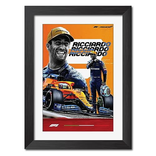 Image of TenorArts Daniel Ricciardo Poster F1 Driver Posters Formula One Photo Frame Painting with Matt Finish Black Texture (12 inches x 9inches)