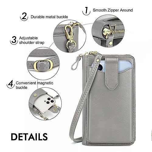 Image of Peacocktion RFID Crossbody Wallet Purse for Women Small Travel Cell Phone Purses Trendy Vegan Leather Bags with Card Slots