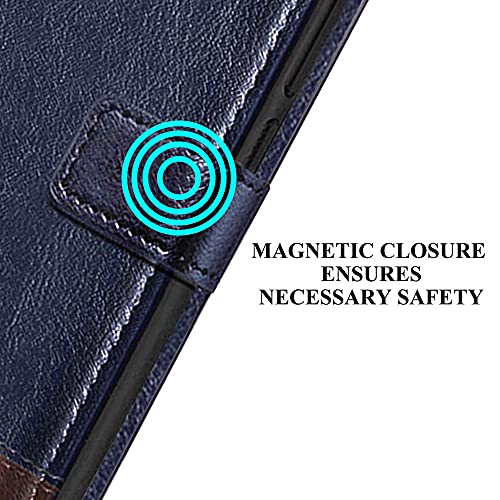 Image of TheGiftKart Flip Back Cover Case for Samsung Galaxy M42 5G | Dual-Color Leather Finish | Inbuilt Stand & Pockets | Wallet Style Flip Back Case Cover for Samsung M42 5G (Faux Leather, Blue & Brown)