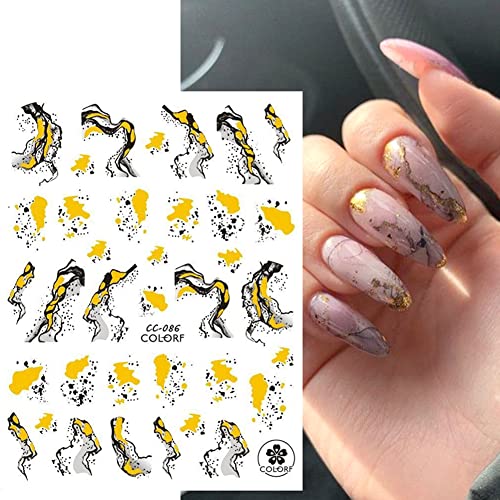 9 Sheets Gold Nail Art Stickers Decal,Marble Nail Decals 3D Metallic Self-Adhesive Nail Art French Bronzing Stripe Lines Wavy Marble Foil Nail Designs For Women Girls Diy Manicure Decorations Supplies #TOP3