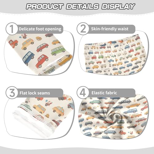 Cartoon Cars Collection Kids Girl's Leggings Stretchy High Waisted Pants Gym3