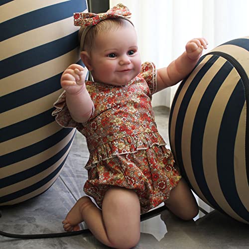 YIHANGG 60cm Blaue Augen Reborn Babypuppe 24 Zoll 3D-Lackhaut Silikon Kleinkind Mädchen Mit Sichtbaren Adern Lebensecht Neugeborene Puppe Kind Geburtstag Weihnachten Geschenke Kunstsammlerstück – Bild 4