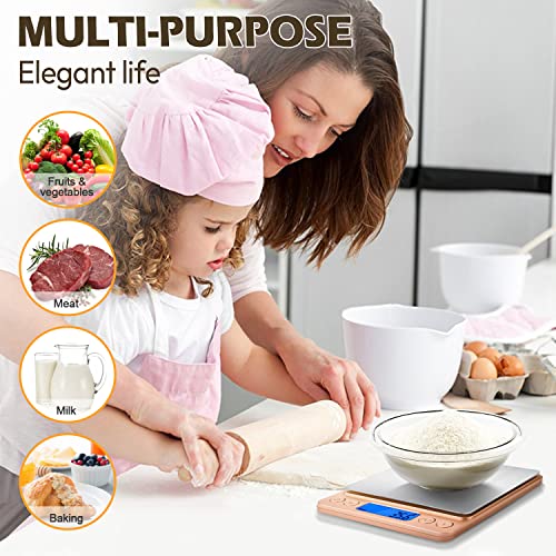 Food Scale, Chwares Kitchen Scale With Trays 3000G/0.1G, Small Scale With Tare Function Digital Scale Grams And Ounces For Weight Loss, Dieting, Baking, Cooking, Meal Prep, Coffee, Pink #TOP2