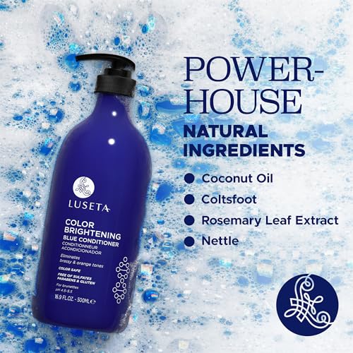 Image of Luseta Blue Conditioner for Brassy Hair 16.9oz | Cool-toned Brunette Hair Conditioner, Color Depositing Brassy Hair and Brightening for Treated Hair Conditioner