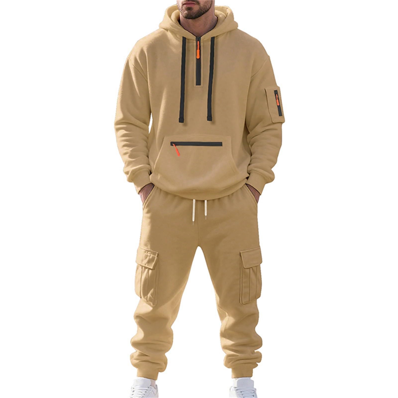 Tuta da uomo Insieme Inverno, Set da uomo chic e casual, tuta da corsa in palestra fitness, abbigliamento urbano moderno, abbigliamento autunno inverno caldo, abbigliamento felpa con cappuccio