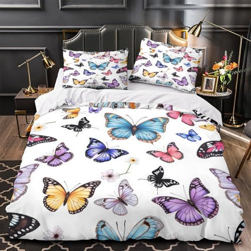 Housse de couette papillon hypoallergénique et douce parure de lit microfibre avec zip - 2