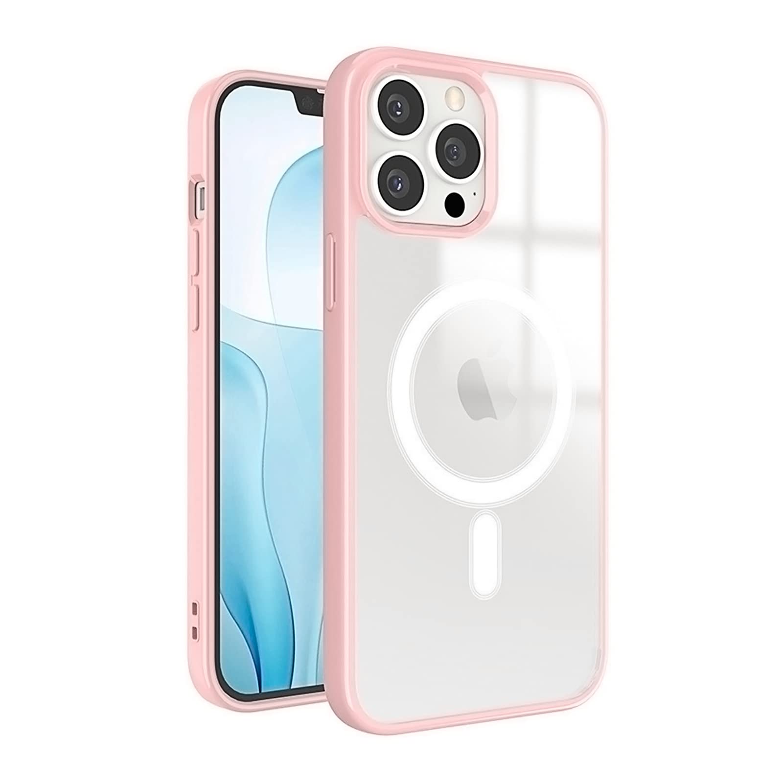 Magnetic Case,MAKASI Compatible with MagSafe,Ultra Slim Hard PC with Soft TPU Edges Protective Case,for iPhone 14 Pro,6.1 Inch Case (Pink)