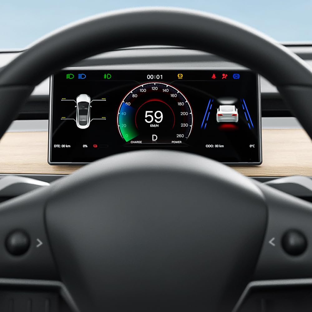 9'' Head Up Display for Tesla Model Y 2020-2024/ Tesla Model 3 2017-2023 with Touchscreen Wireless Carplay Android Auto Hud Display
