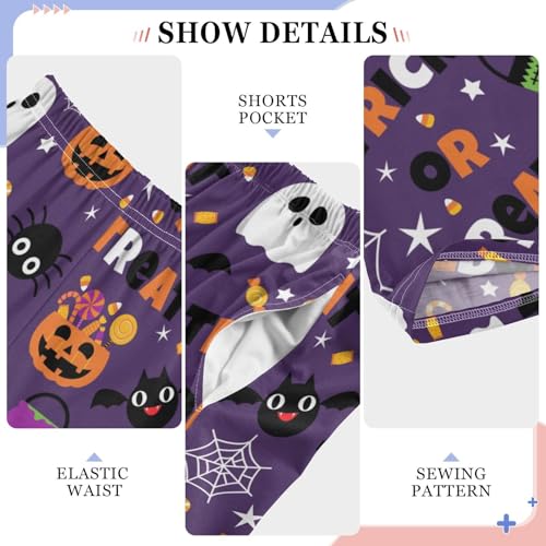 ZZXXB Trick Or Treat Boys Long Pants Soft Trousers Elastic Waist Kids Lounge Bottoms with Pockets S-XL4