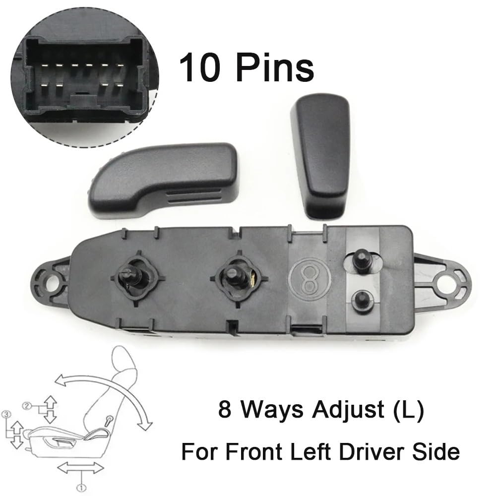 Modulo Regolazione Sedile Interruttore di regolazione del sedile elettrico lato passeggero lato guida anteriore LHD con pulsante manopola adatto per Nissan Pulsante Angolo Sedile(1 Set L and 1 Set R)