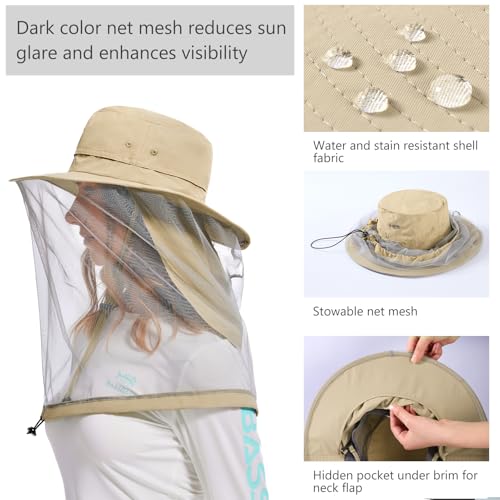 Image of BASSDASH Unisex UPF 50+ Mosquito Net Hat with Neck Flap FH17