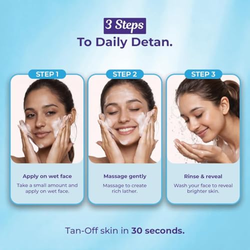 Image of Sanfe Instant BrightUp D-Tan Face Wash | Tan Removal Face Wash with Licorice Extract & Niacinamide | Brightening & Deep Cleansing Cleanser | Removes Dirt, Oil & Pollution | Hydrating | All Skin Types | 100g | Pack of 3