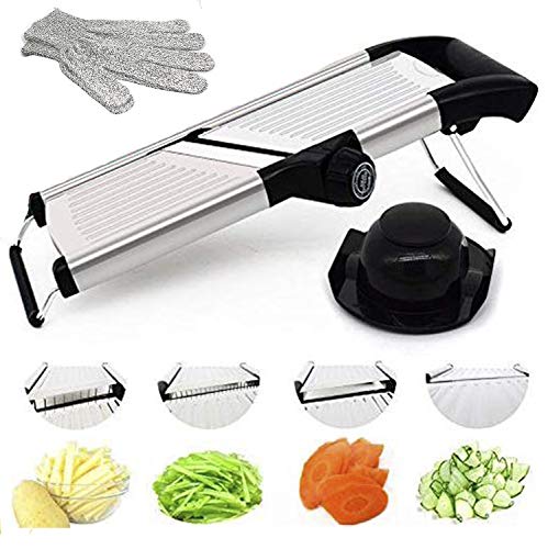 Adjustable Stainless Steel Mandoline Slicer - Professional Handheld Kitchen Mandolin Julienne Cutter