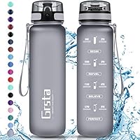 Grsta Gourde Sport, Bouteille 350ml/500ml/800ml/1l/1,5l, Bouteille d'eau avec Filtre et marqueur de Temps, Gourde...