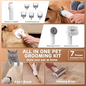Dog grooming vacuum kit 3l pet grooming vacuum with 7 pet grooming tools dog vacuum for shedding grooming at home with low noise electric clipper and brush black   cucciolini doodles