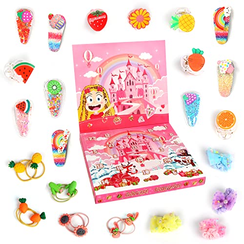 DIYASY Calendario de Adviento de Navidad para niñas 2022, calendario de Adviento para niña adolescente, calendario de cuenta regresiva de Navidad relleno de accesorios para el cabello Cover