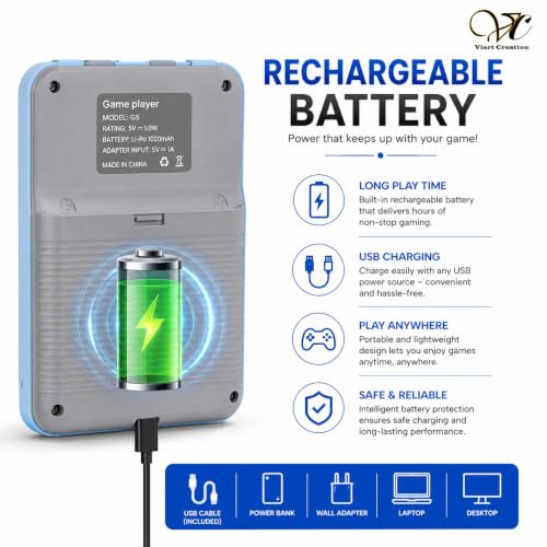 Image of Toys for Boys / Girls 7-14 Years | Video Game for Kids 10 to 15 Years | G5 Rechargeable Pocket Handheld Gaming Console 500 in 1 Retro Games Box, 2 Player TV Output (Green)