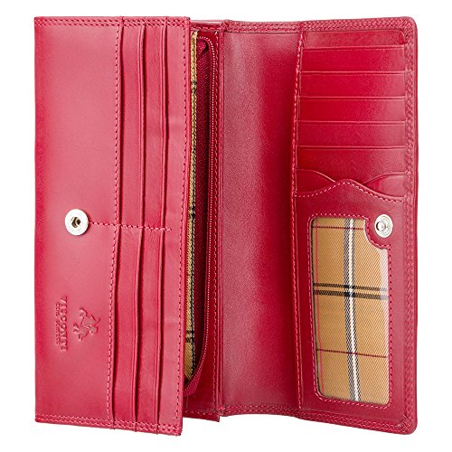Visconti Monza 10 Ladies Large Soft Leather Checkbook Wallet Purse (Red)2