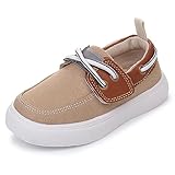 Blikcon Toddler Boys & Girls Hook and Loop Boat Shoes Lace Up Loafers (Toddler/Little Kid) Tan