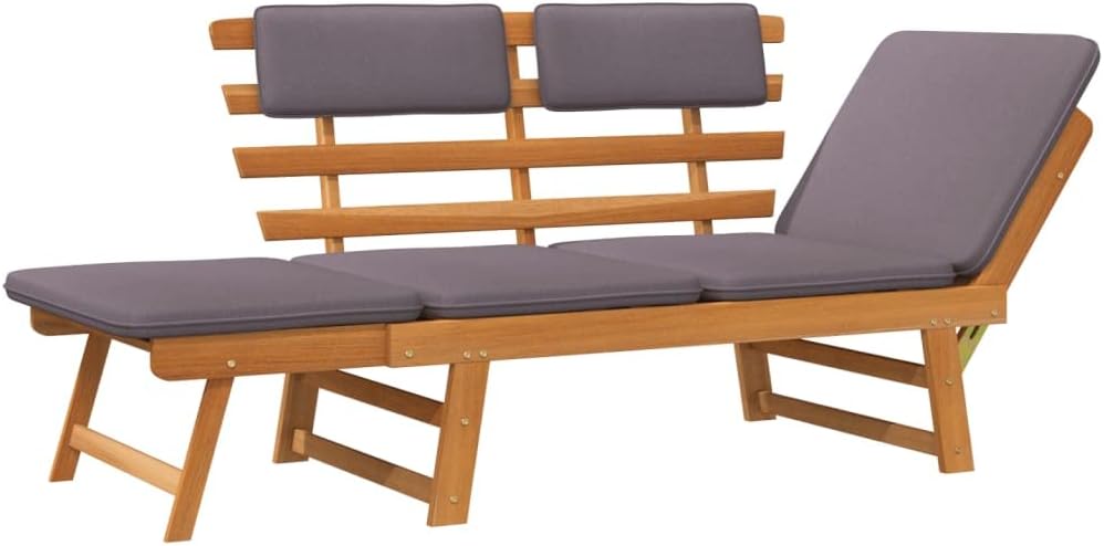 Outdoor Chaise Lounge Chairs for Outside, Patio Lounger,Pool Furniture, for Beach, Backyard,Lawn,2-in-1 Patio Daybed with Cushion 74.8" Solid Acacia Wood
