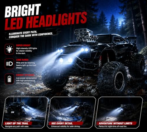Image of Remote Control Sports Car & Off-Road SUV Toy for Kids, High Speed RC Racing with Wireless Remote, Realistic Lights & Premium Design Gift for Boys Girls (White-Rock Crawler)