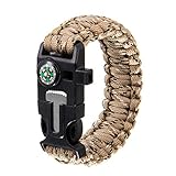 Bryights Paracord Armband Regenschirm Seil Armband Outdoor Survival Kompass Pfeife Feuerstein Leben Rettung Armband Taktisches Armband-Wüstentarnung