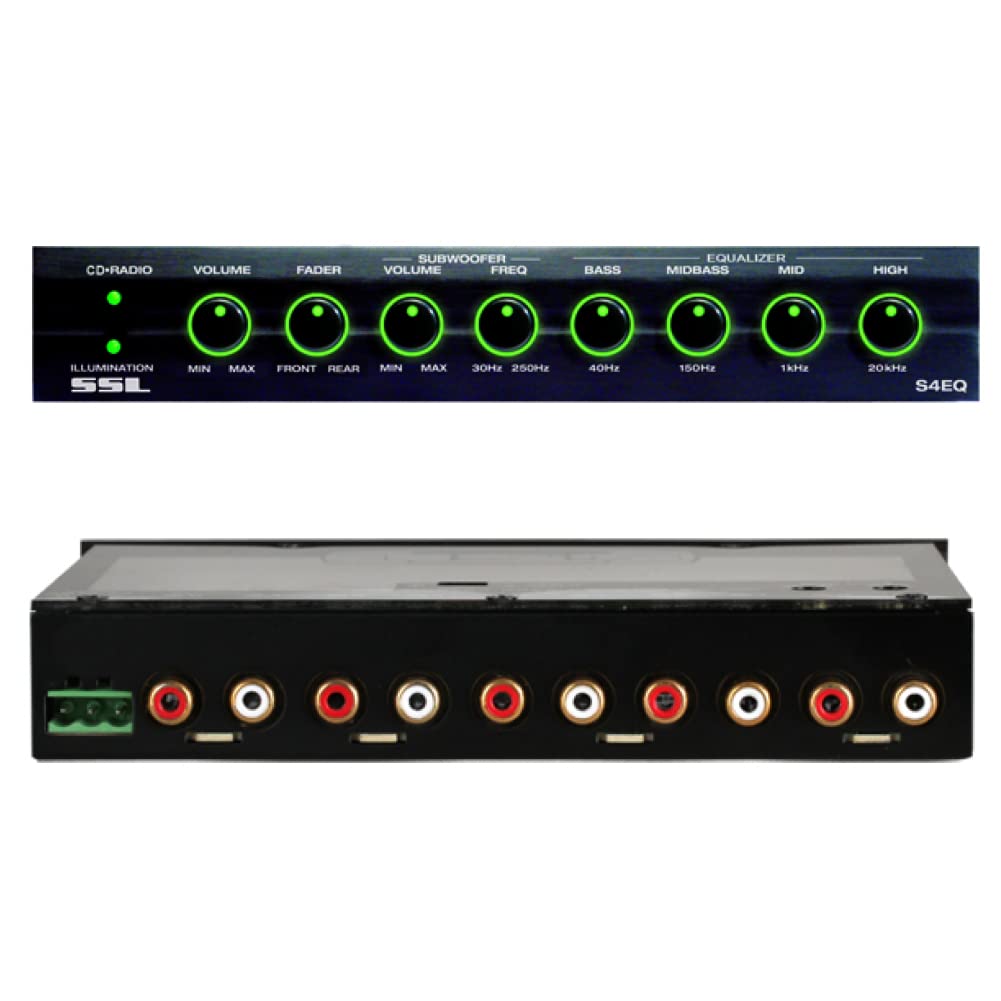 KIT SET PER SOUNDSTORM SSL S4EQ 1 equalizzatore pre-amp equalizer crossover a 4 bande ultra slim illuminazione dual color rosso o verde, 1 pezzo