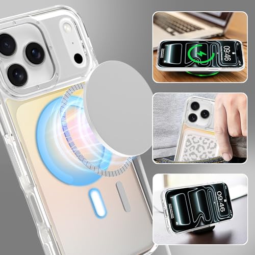 Image of Magnetic Case for iPhone 17 Pro Max [Compatible with Magsafe] [Cute Fashion Fluorescent Design] [1 Screen Protector] Slim Translucent Matte Case for iPhone 17 Pro Max 6.9 inch 2025, White