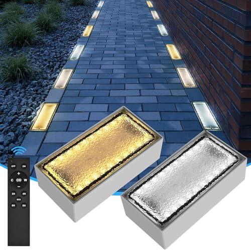 Drart Solar Paver Lights 4x8 Inch, IP67 Waterproof Recessed Brick Pathway Lighting Outdoor for...