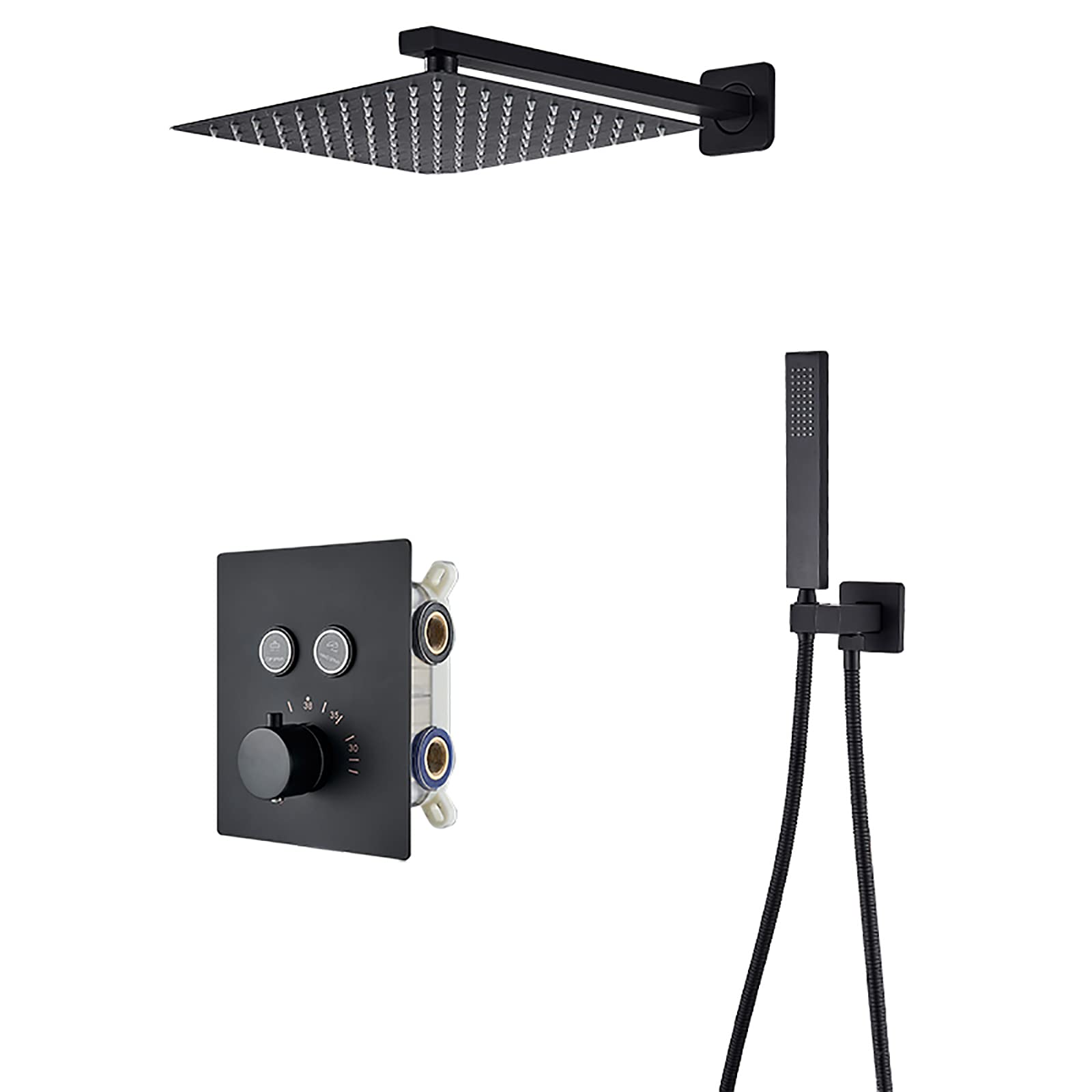 Ensemble de robinet de douche noir en laiton design moderne