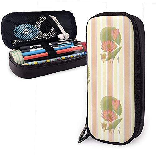 Preisvergleich Produktbild Lotus Flower Waterlily Wallpaper Wandverkleidung Leder Federmäppchen, Bleistift Tasche Stifthalter stationären Fall
