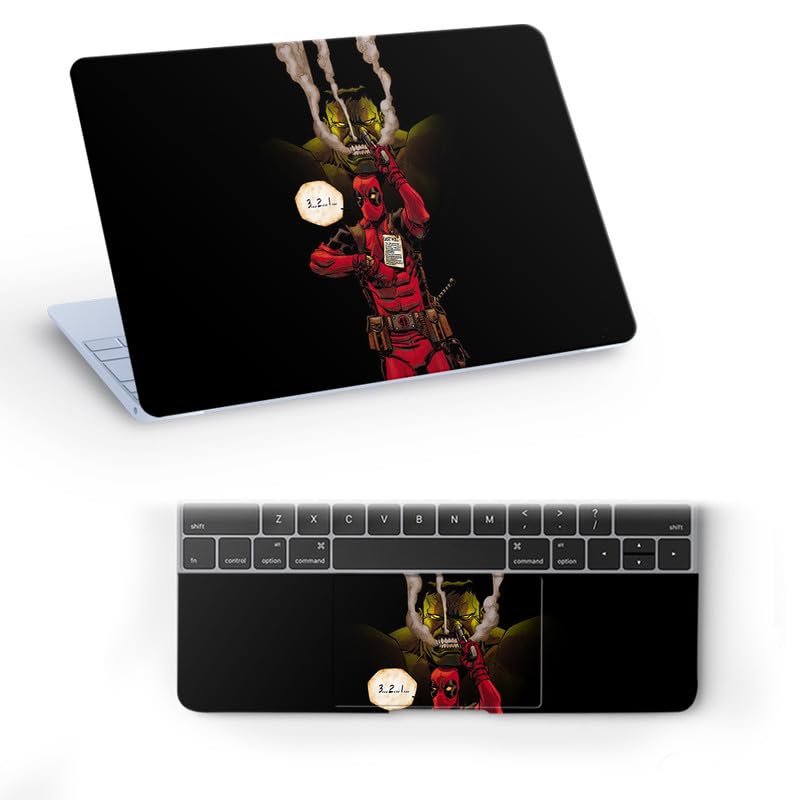 Image of Galaxsia Deadpool Fun with Hulk Full Vinyl Laptop Skin /Sticker /Cover for 15 to 15.6 Inches Laptops Laminated-Removable-HD Quality Compatible for Hp-Dell-Sony-Lenovo-Asus etc.(15x10 Inches)