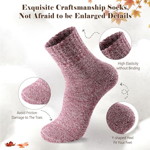 Premillow Wool Socks for Women - Womens Wool Socks Winter Sock for Women Men Warm Thick Knit Soft Vintage Casual Crew Sock3