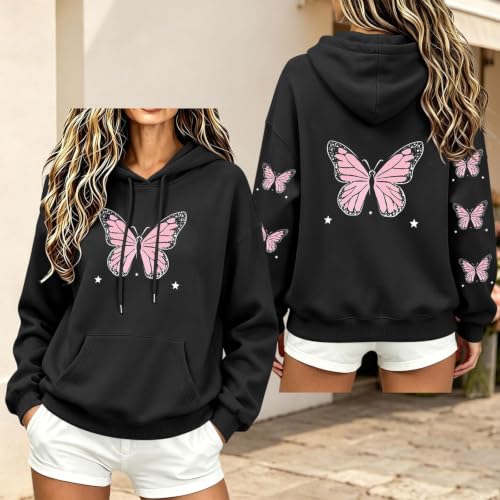 Cute Hoodies For Women Y2K Graphic Hooded Drawstring Long Sleeve Sweatshirt - image 3