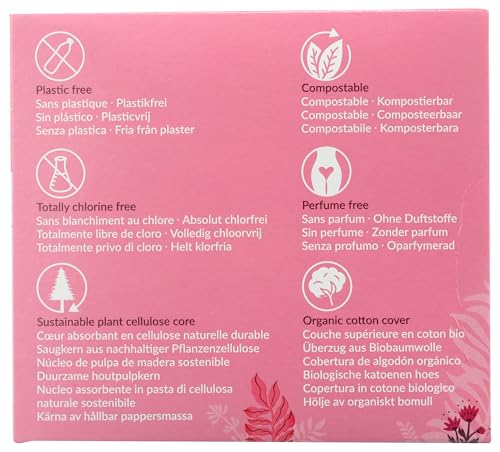 Image of Natracare Ultra Extra Pads with Wings, Regular, Individually Wrapped, Made with Certified Organic Cotton, Ecologically Certified Cellulose Pulp and Plant Starch (1 Pack, 12 Pads Total)