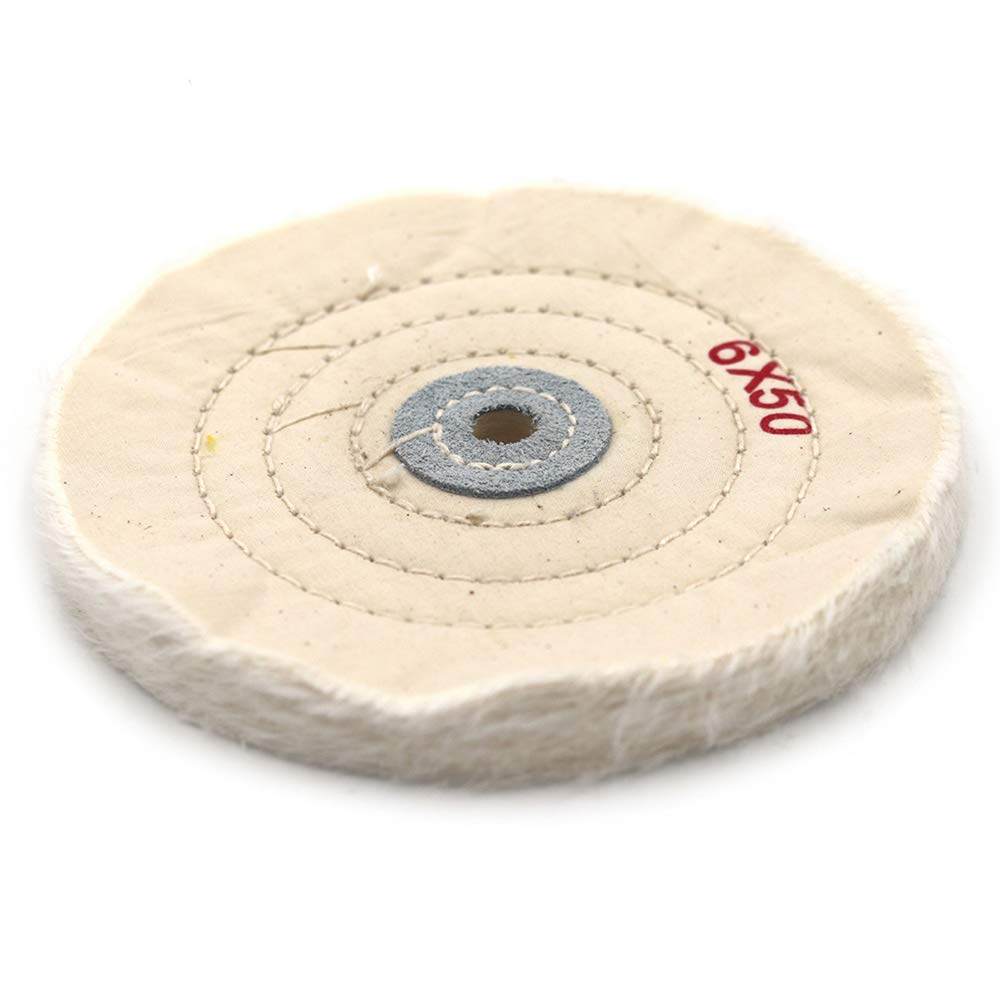8 Inch Cloth Buffing Polishing wheel with 2/5 Inch Arbor Buffer Tool for Bench Grinder, White, 50 Ply