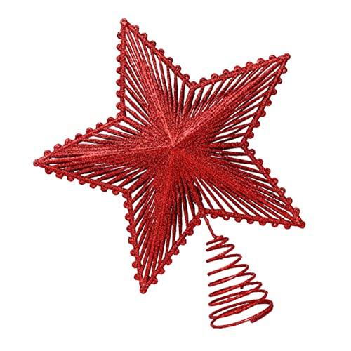 TOGEVAL Weihnachtsbaumspitze Stern Glitzerpulver Rote Baumkronen Deko...