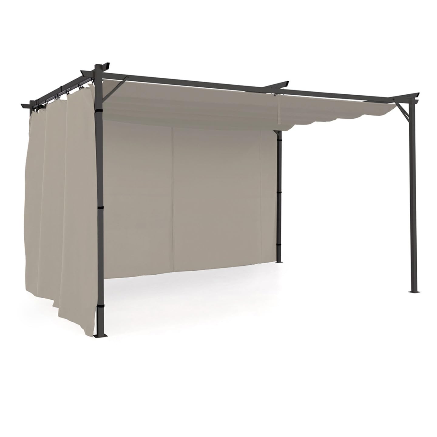 IDMarket - Lot de 2 Rideaux pour pergola Taupe 3 et 4 M Panneaux muraux avec Fermeture éclair