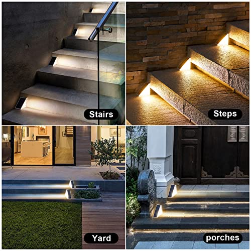 Sunlight Encounter Solar Step Lights Ip68 Waterproof Outdoor Stair Lights, Warm White Led Solar Deck Lights Solar Powered Outdoor Solar Lights For Steps,Yard, Patio, Garden, Front Door, Pathway,6 Pack #TOP5