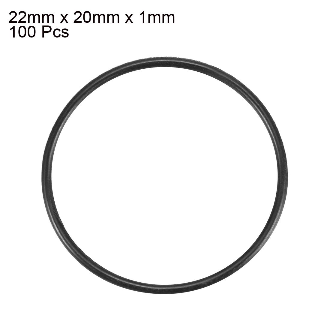 Sellify 100Pcs 22x1mm Nitrile Rubber O-Rings Heat Resistant Sealing Ring Grommets Black