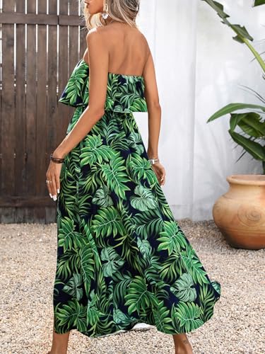 Image of Women's Ruffle Floral Maxi Summer Casual Dress Off Shoulder Wedding Guest Slit Hem Beach Prom Dresses