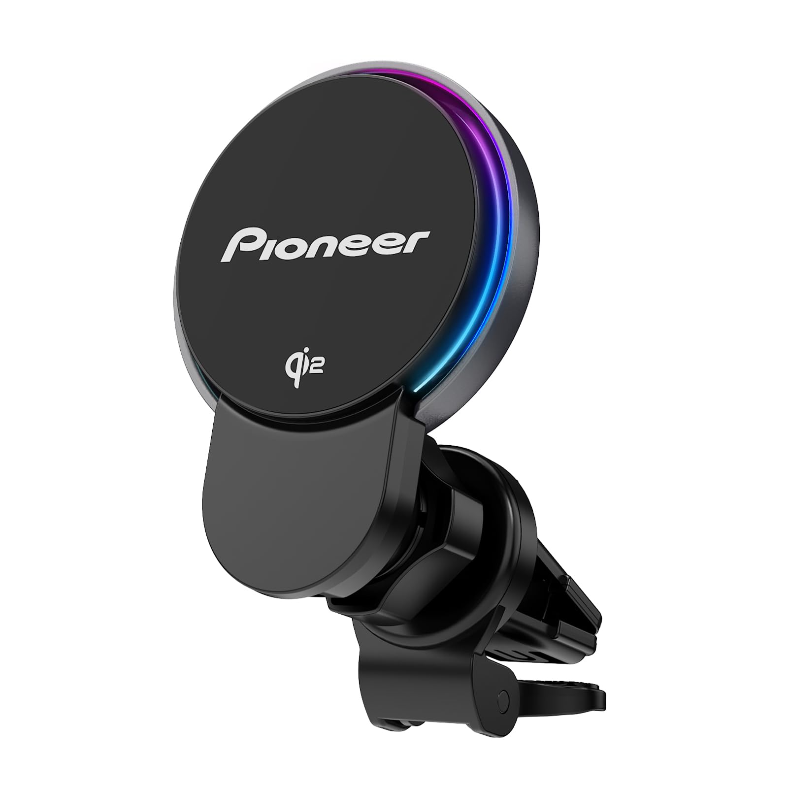 Pioneer SDA-SC600 Magnetischer Qi2 Smartphonehalter mit kabellosem Schnellladen bis 15W, RGB-Beleuchtung, Lüftungsschlitz-Halterung, MagSafe kompatibel