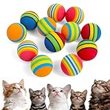 DOPENSPI Lot de 12 balles interactives pour chat arc en ciel   3,5 cm   Jouet interactif pour chat et chaton   Pour le sport, la poursuite   Exercice d'entraînement