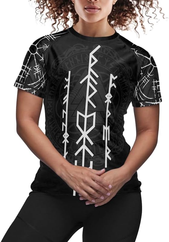 Viking Women's Short Sleeve Rash Guard Jiu Jitsu Compression Tops for MMA BJJ Grappling Gi No Gi
