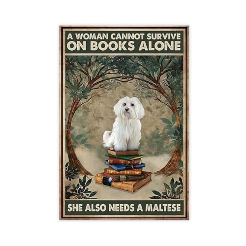 Toile chien maltais pour habiller un grand mur vide 61x91