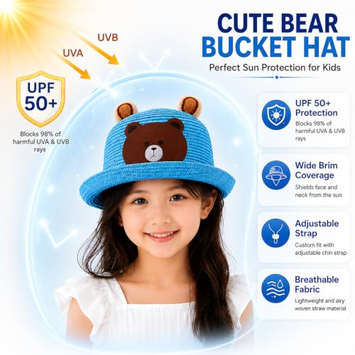 Image of VRITRAZ Baby Boy's and Girl's Kids Children Cute Printed Cartoon Gift Summer Fancy Dress Straw Fasion Hat Cap 1