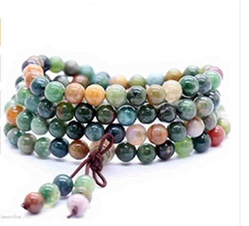 Yosoo Buddha Buddhist India Agate Prayer Mala Beads Bless Bracelet Necklace