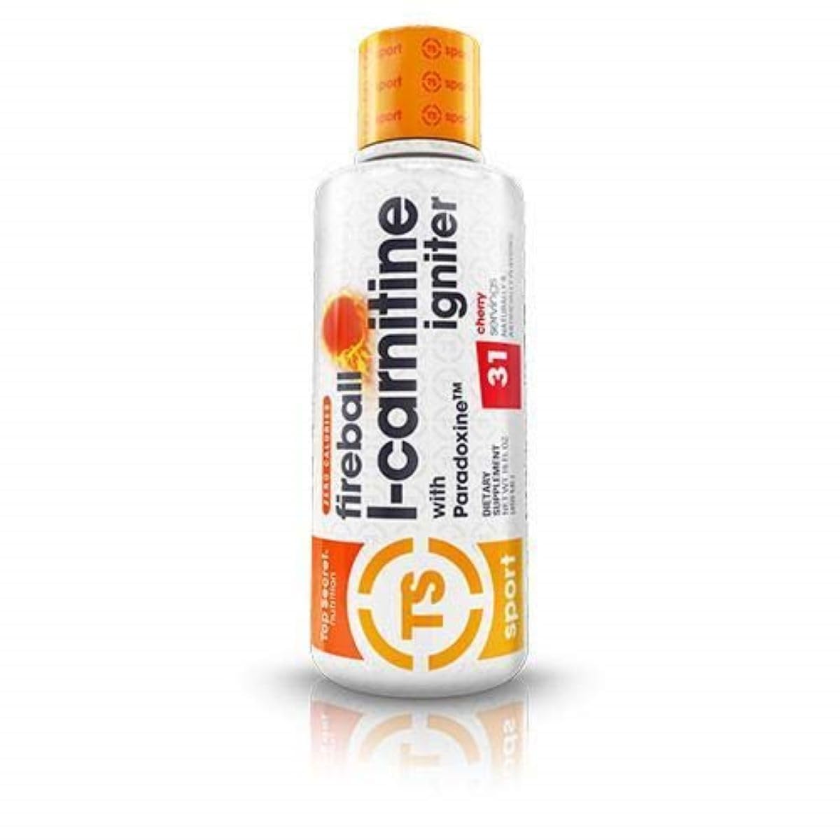 Top Secret Nutrition Fireball L-Carnitine Liquid w/Paradoxine, Cherry, 16 Ounce