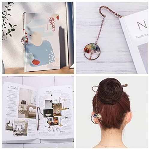 Benospace 2 Pcs Tree Of Life Bookmark Metal Religious Bronze Star Sun Moon Bookmarks Vintage 7 Chakra Crystals Healing Stone Beaded Charm Pendant For Women Student Teacher Graduation Christmas Gift #TOP5