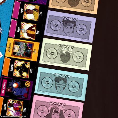 Image of Monopoly: X-Men '97 Edition Board Game, Buy, Sell, Trade Iconic Mutants Like Wolverine, Magneto, Rogue & More, Featuring 6 Custom X-Men Themed Tokens, Officially Licensed Merchandise and Collectible